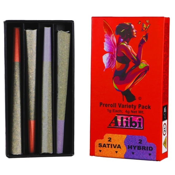 Alibi - Sativa/Hybrid - Dream Star/Cherry Diesel 4 x 1 Gram Whole Flower Preroll Pack