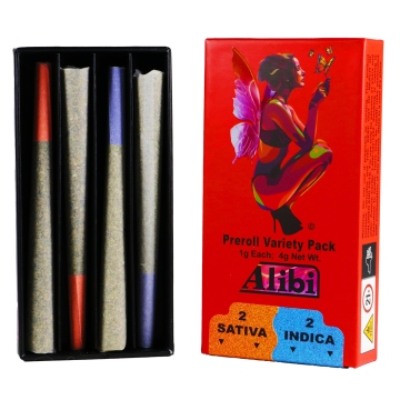 Alibi - Sativa/Indica - Dream Star/Caramel Cream 4 x 1 Gram Whole Flower Preroll Pack